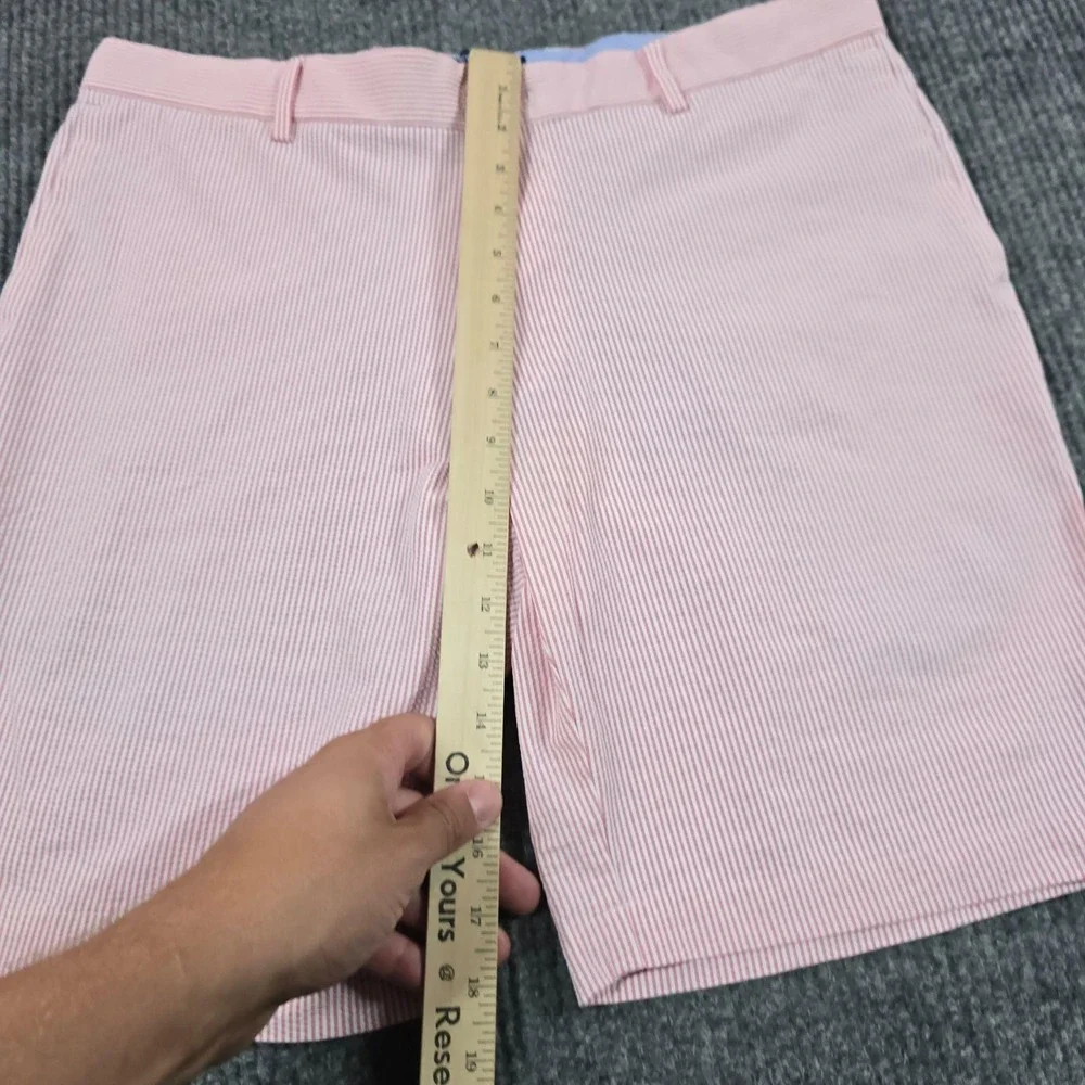 Peter Millar Crown Crafted Shorts Men 35 Pink Seersucker Stripe Performance Golf